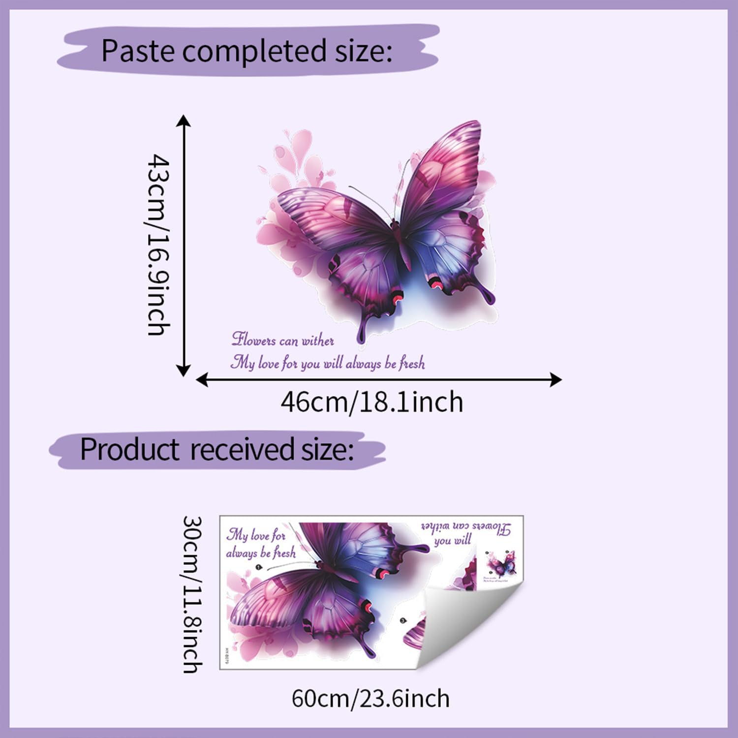 Purple Butterfly Wall Stickers Removable Vinyl Decals