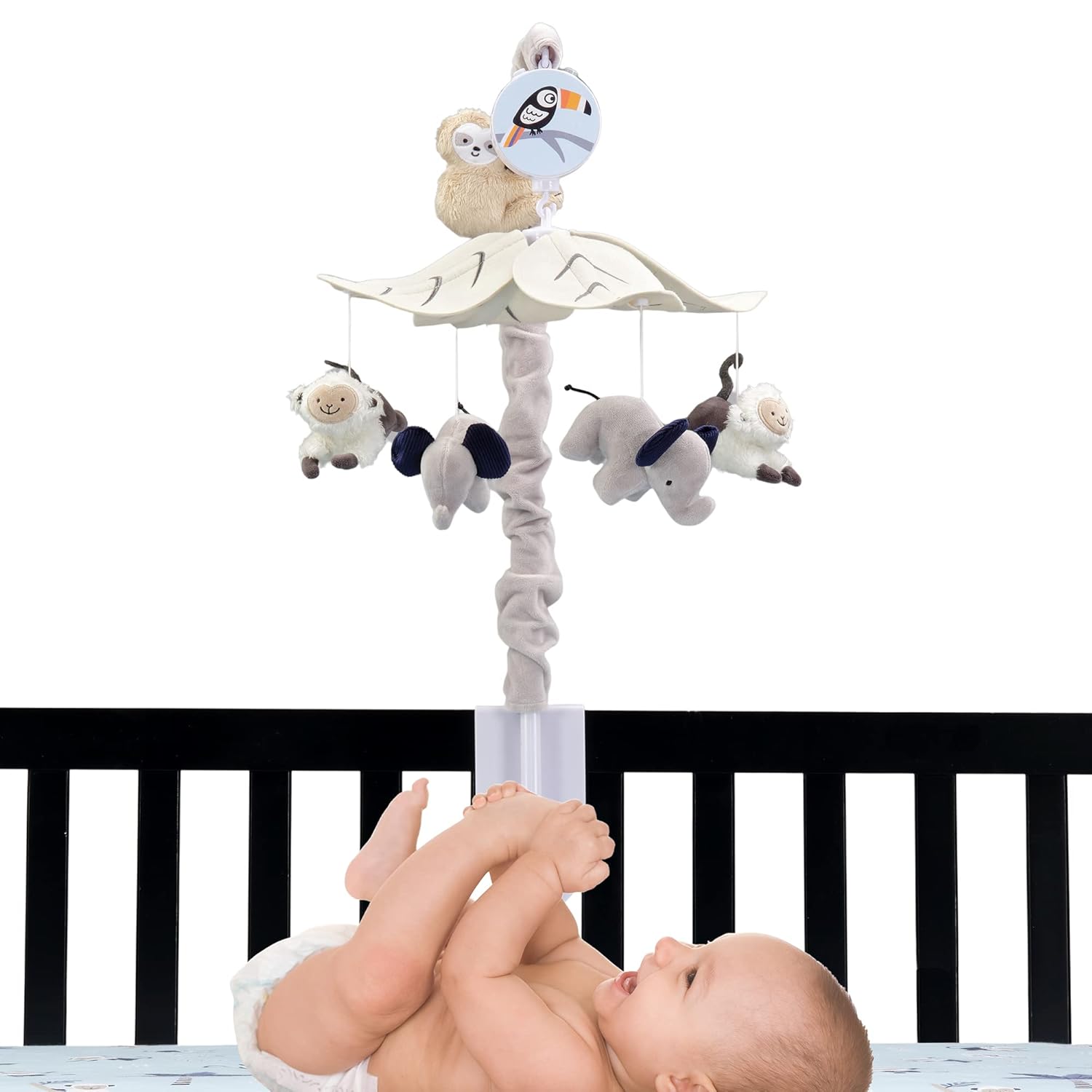Lambs Ivy Gray Animals Musical Mobile Soother Toy