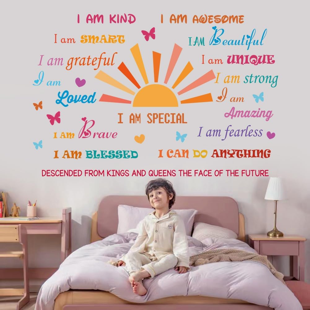 Inspirational Quotes Half Sun Peel and Stick Wall Decals for Baby Nursery Decor