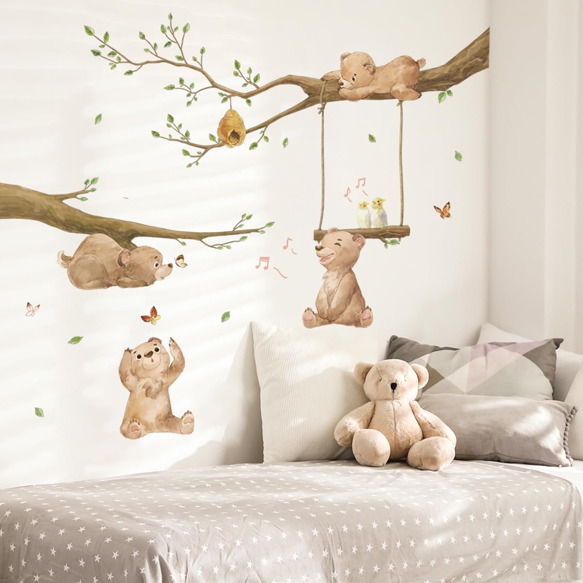 Runtoo Bear Wall Stickers for Kids Bedroom Nursery Decor