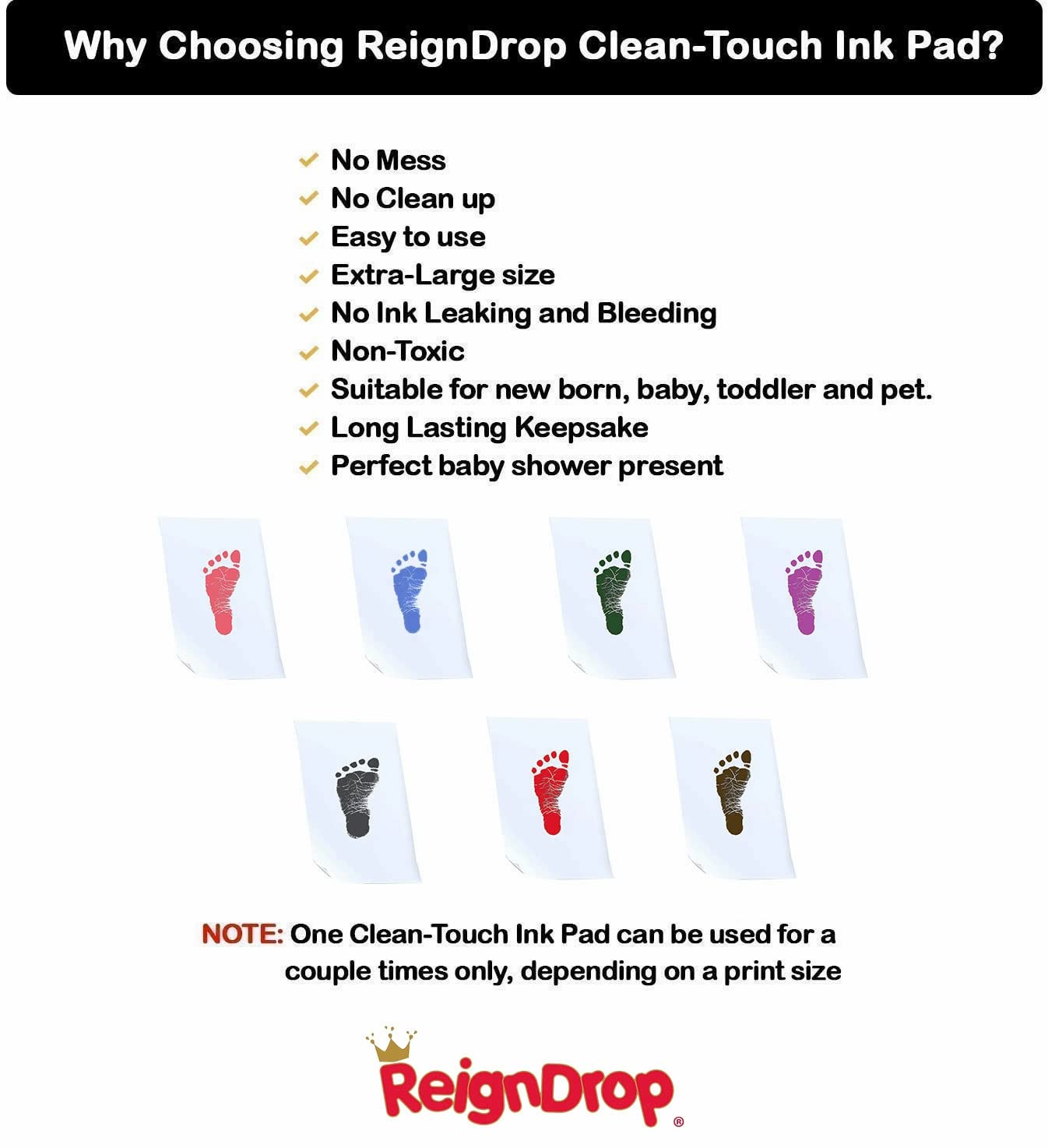 ReignDrop Inkless Large Clean Touch Ink Pad Kit
