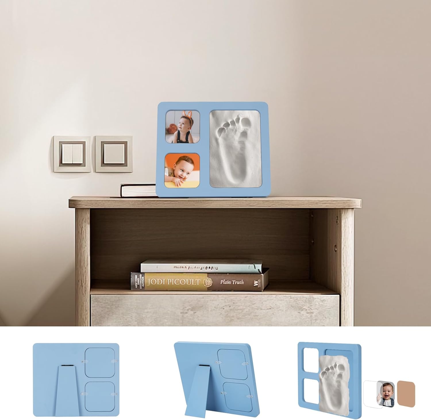 Baby Handprint Footprint Kit with Blue 4x6 Clay Frame