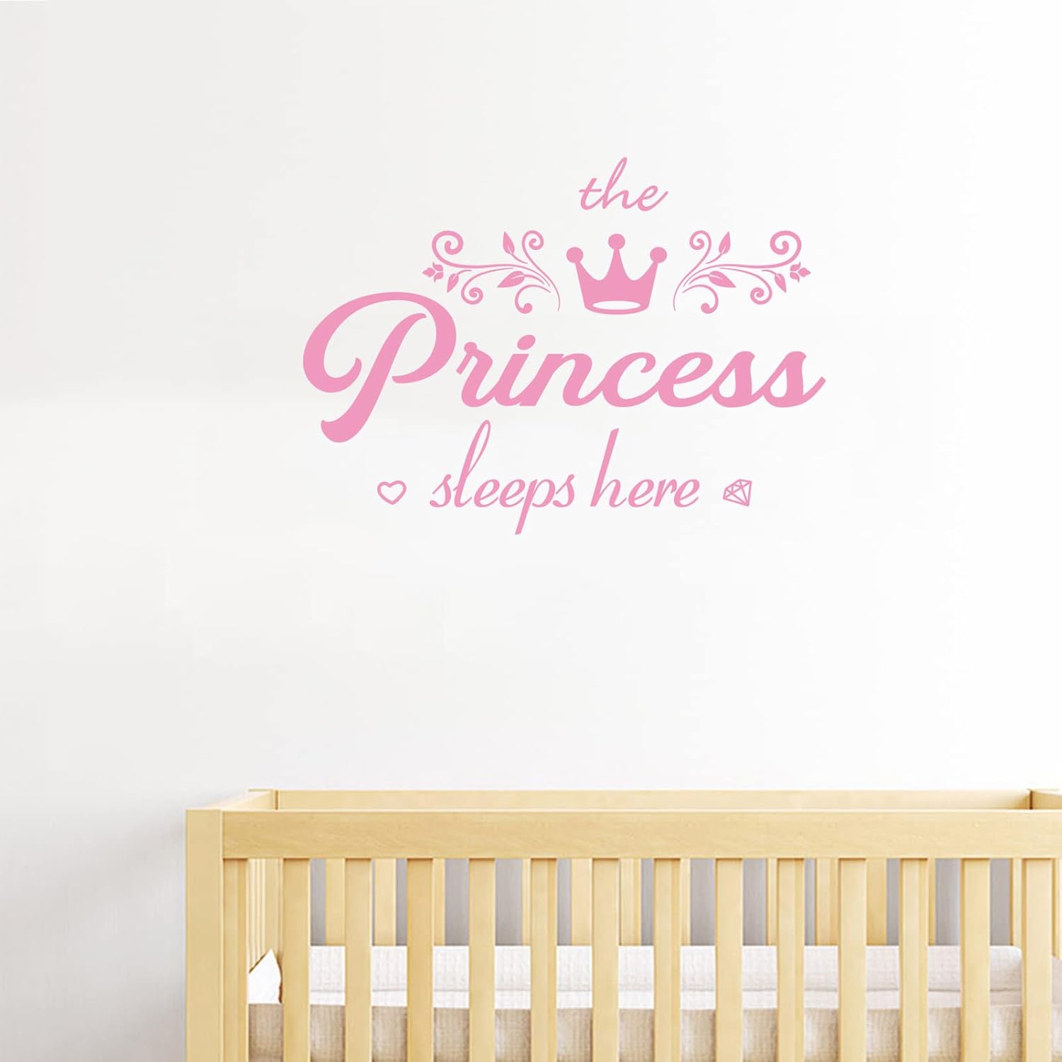 Crown Diamond Princess Sleep Here Wall Decal Sticker