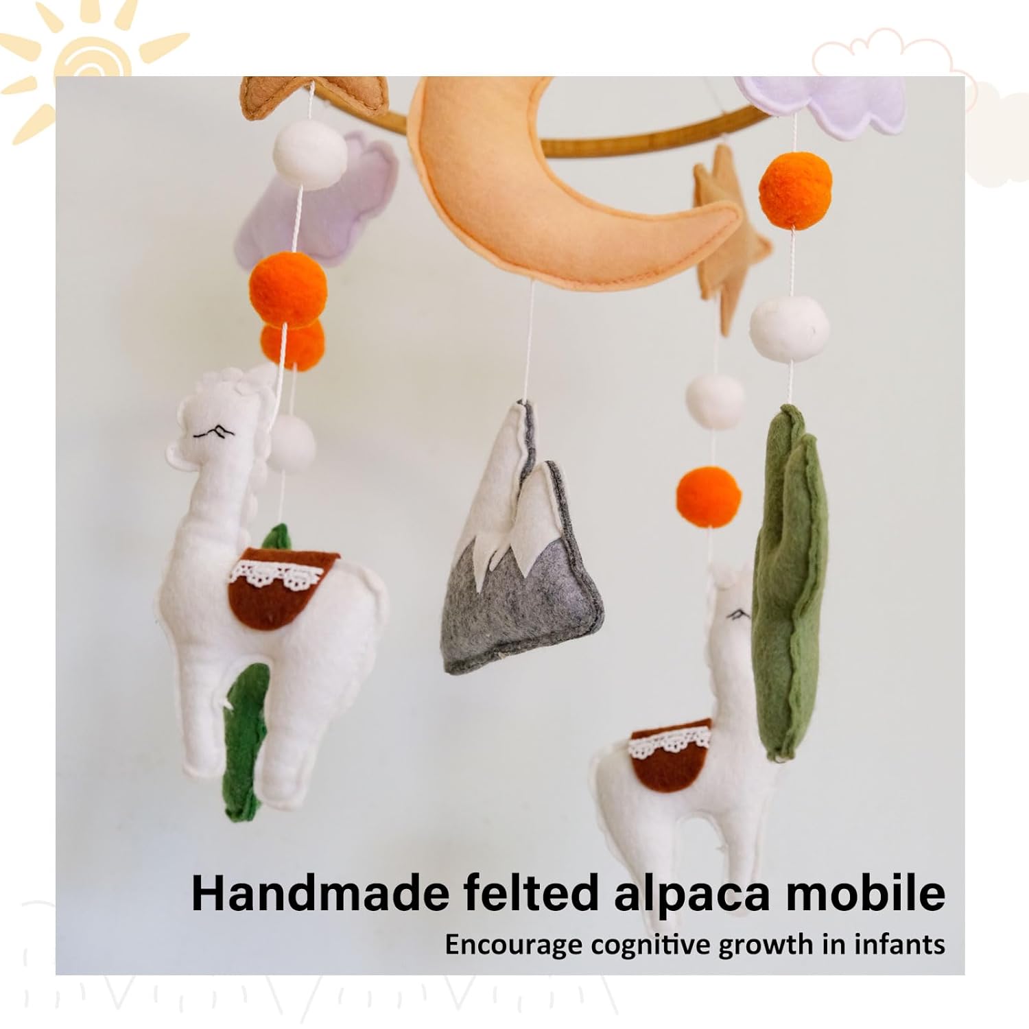 Llama Baby Crib Mobile Desert Theme