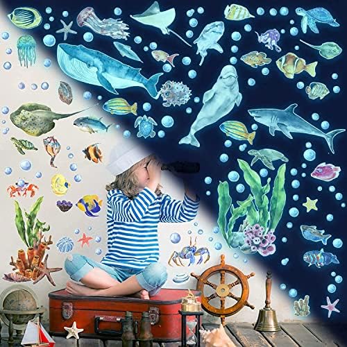 Glow in The Dark Ocean Wall Decals for Kids Room Decor