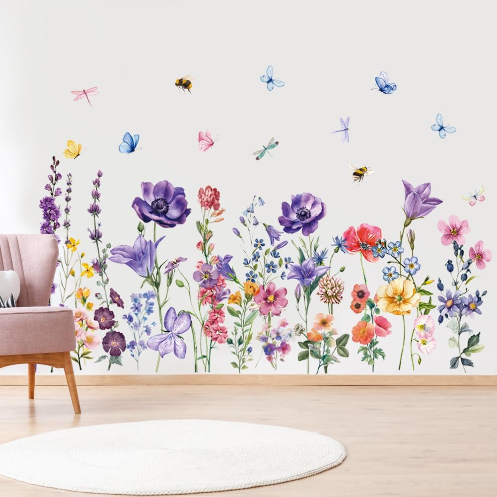 Colorful Wildflower Wall Stickers for Nursery and Kids Room