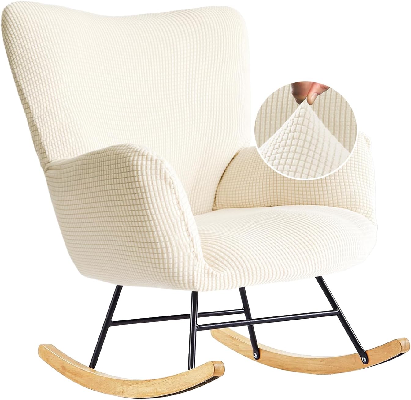 Nursery Rocking Chair Cover Soft Spandex Jacquard Slipcover with Elastic Bottom