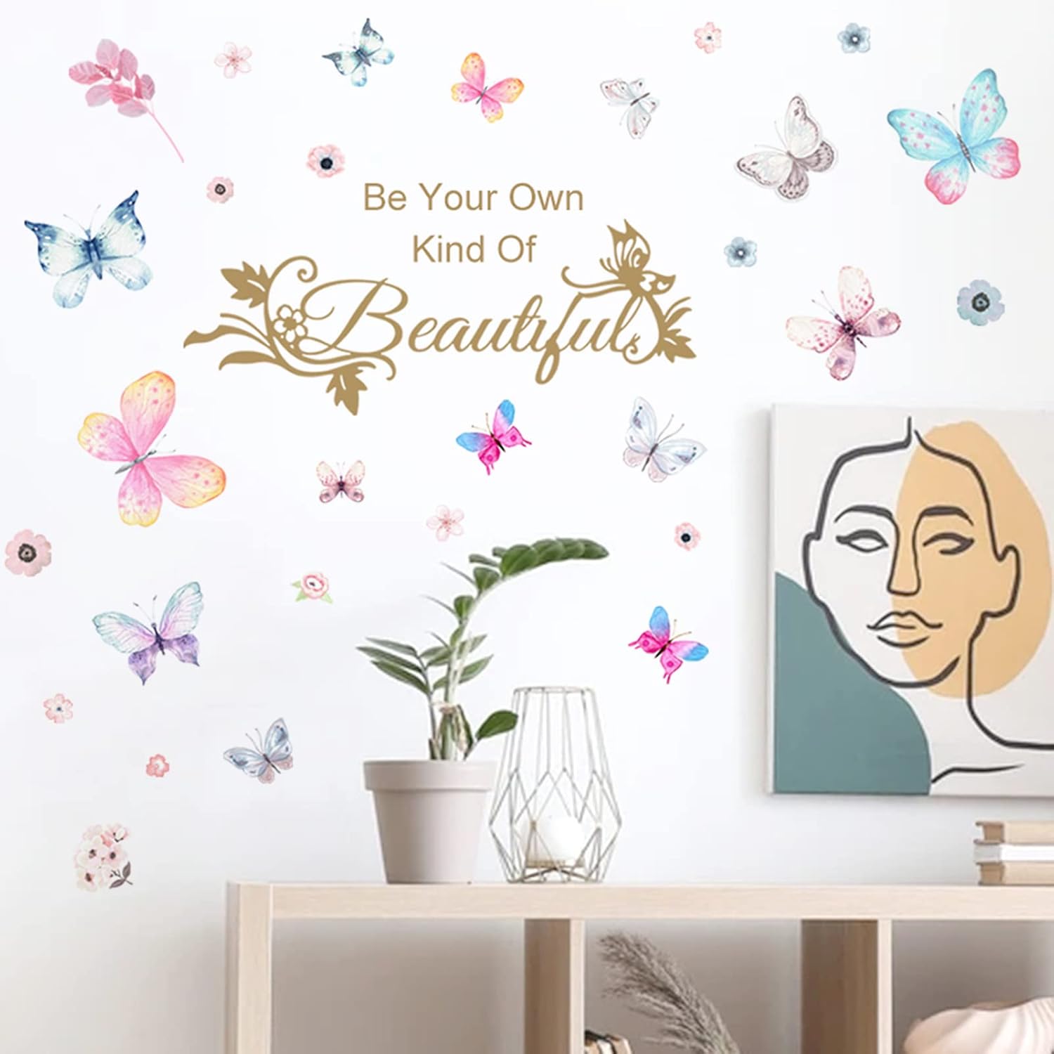 Colorful Butterflies Wall Sticker with Inspiring Quotes