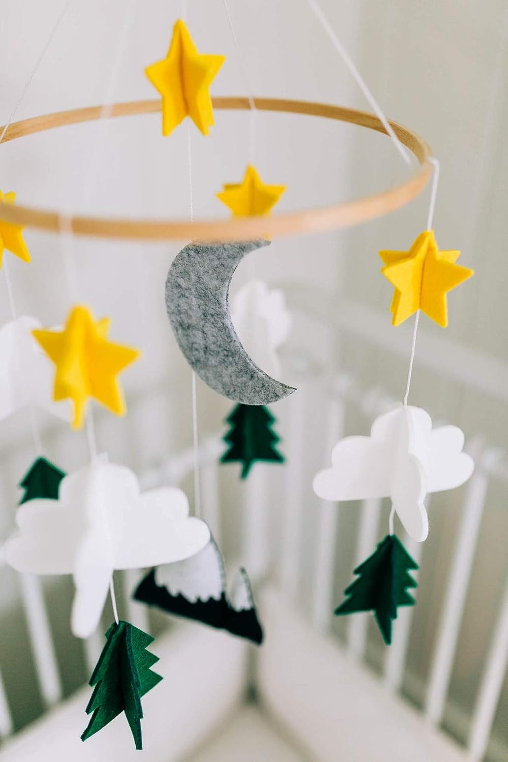 Baby Crib Mobile Starry Woodland Decor for Nursery