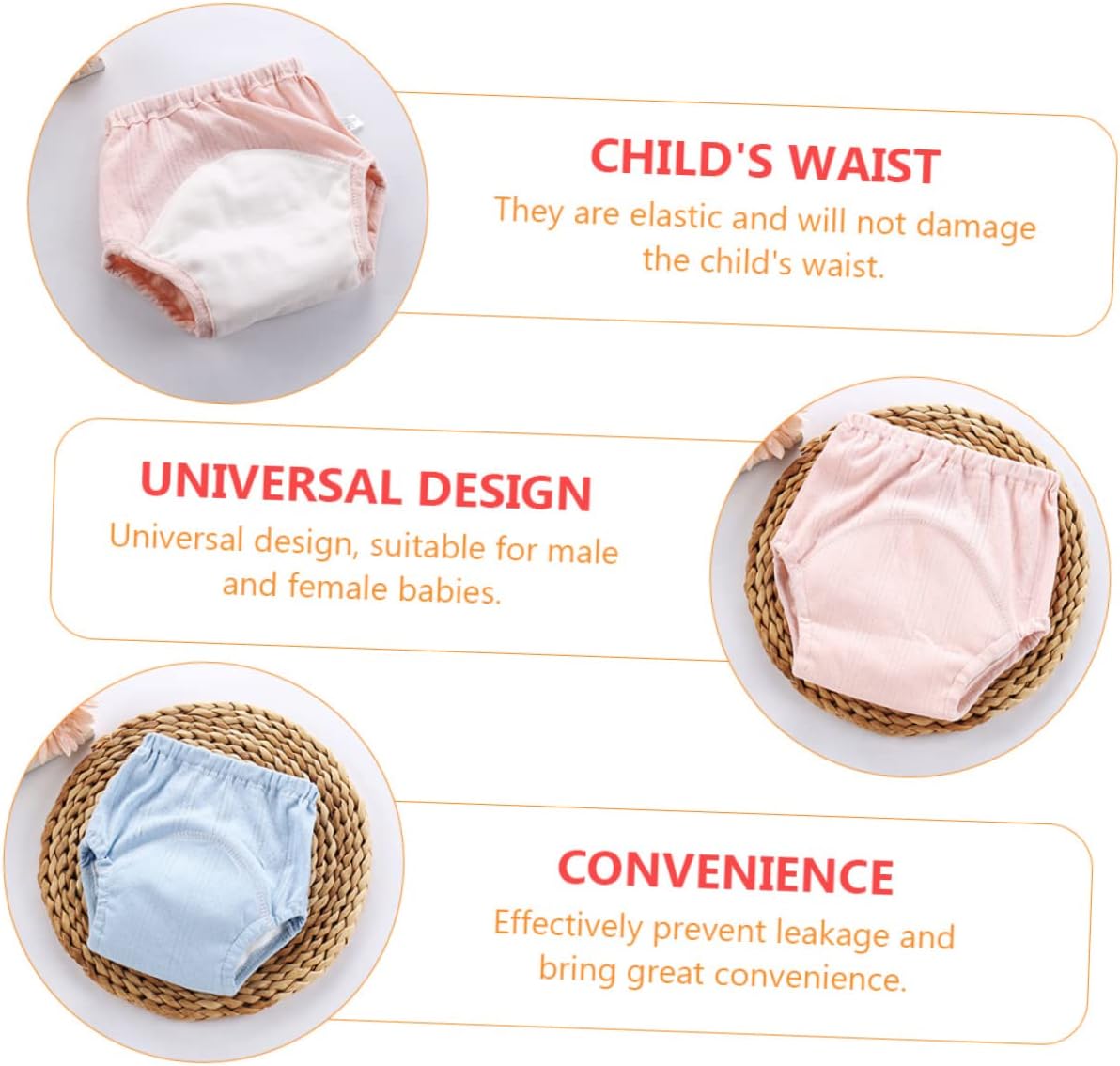 2 Pack Baby Training Pants Cotton Reusable Diaper Covers for Potty Training