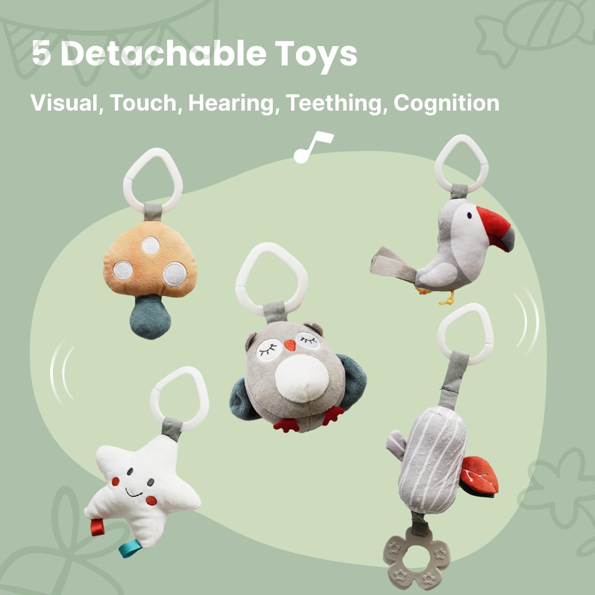 CooCooBaby Play Gym with 5 Sensory Toys