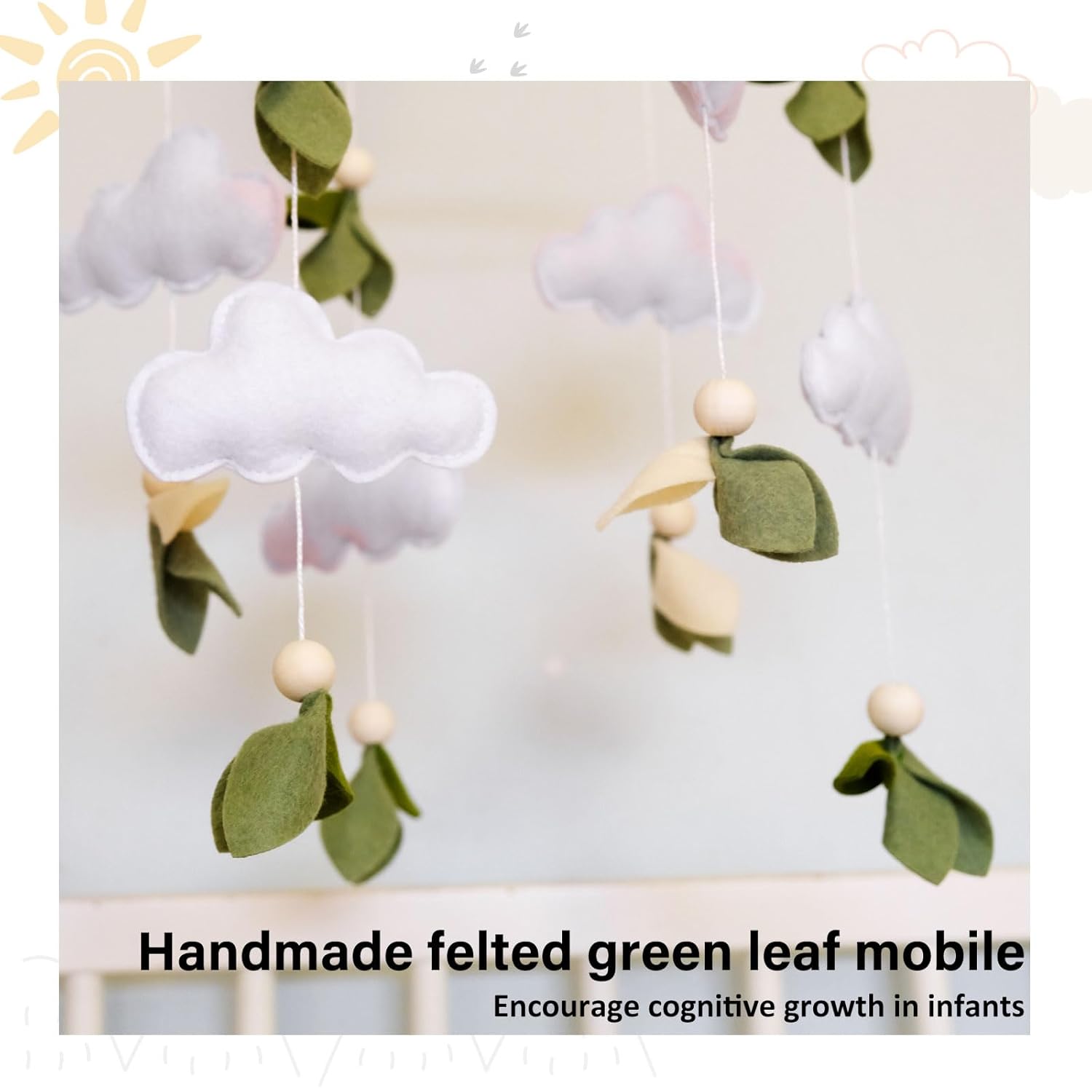 Green Leaf Crib Mobile for Baby Boys Girls