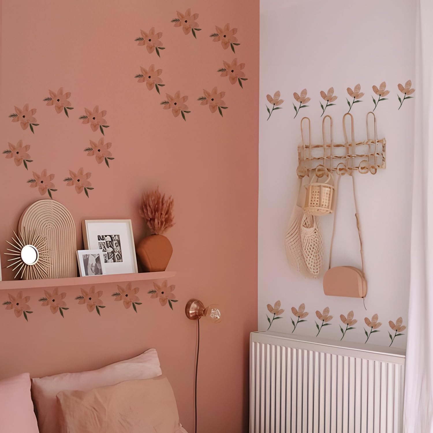 QUCHENG Boho Watercolor Wall Stickers 4 Sheets