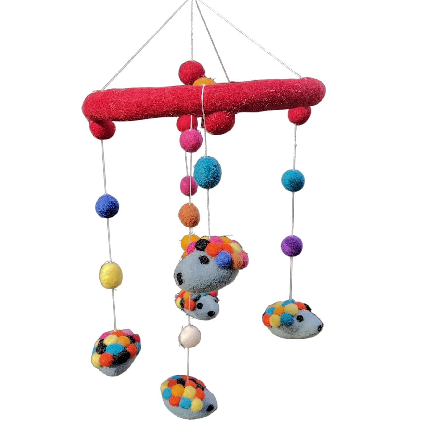 Handmade Felt Hedgehog Animal Mobile for Nursery Decor