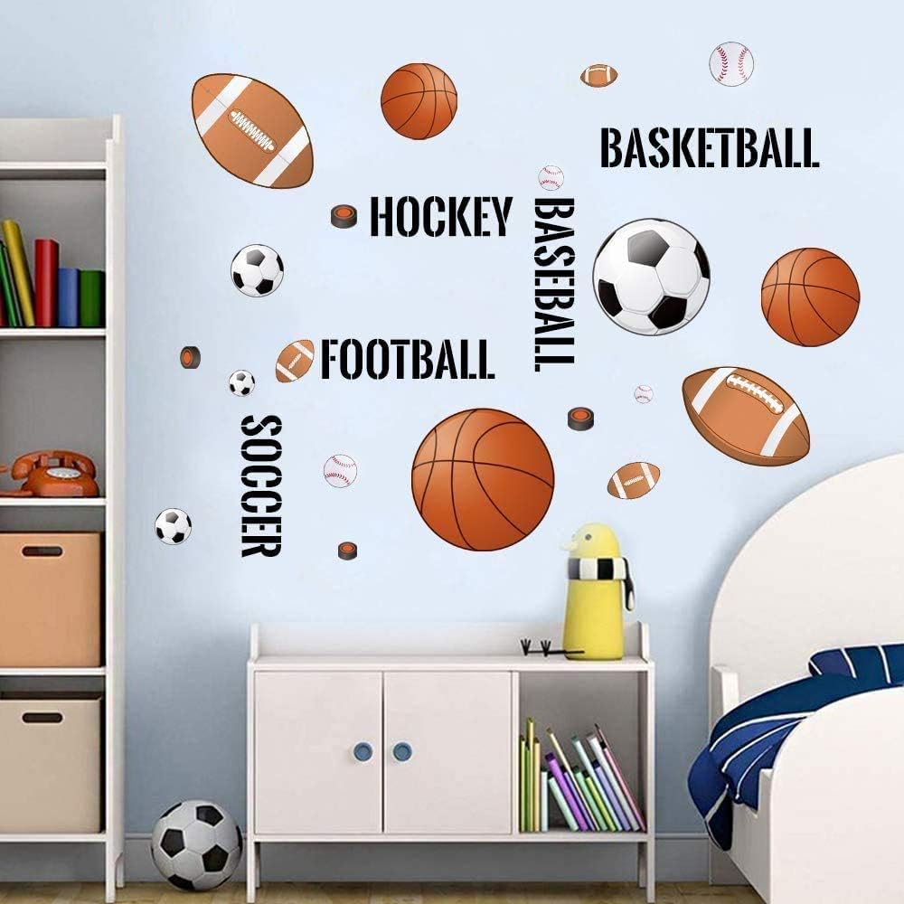 Supzone Sport Balls Wall Decals for Boys