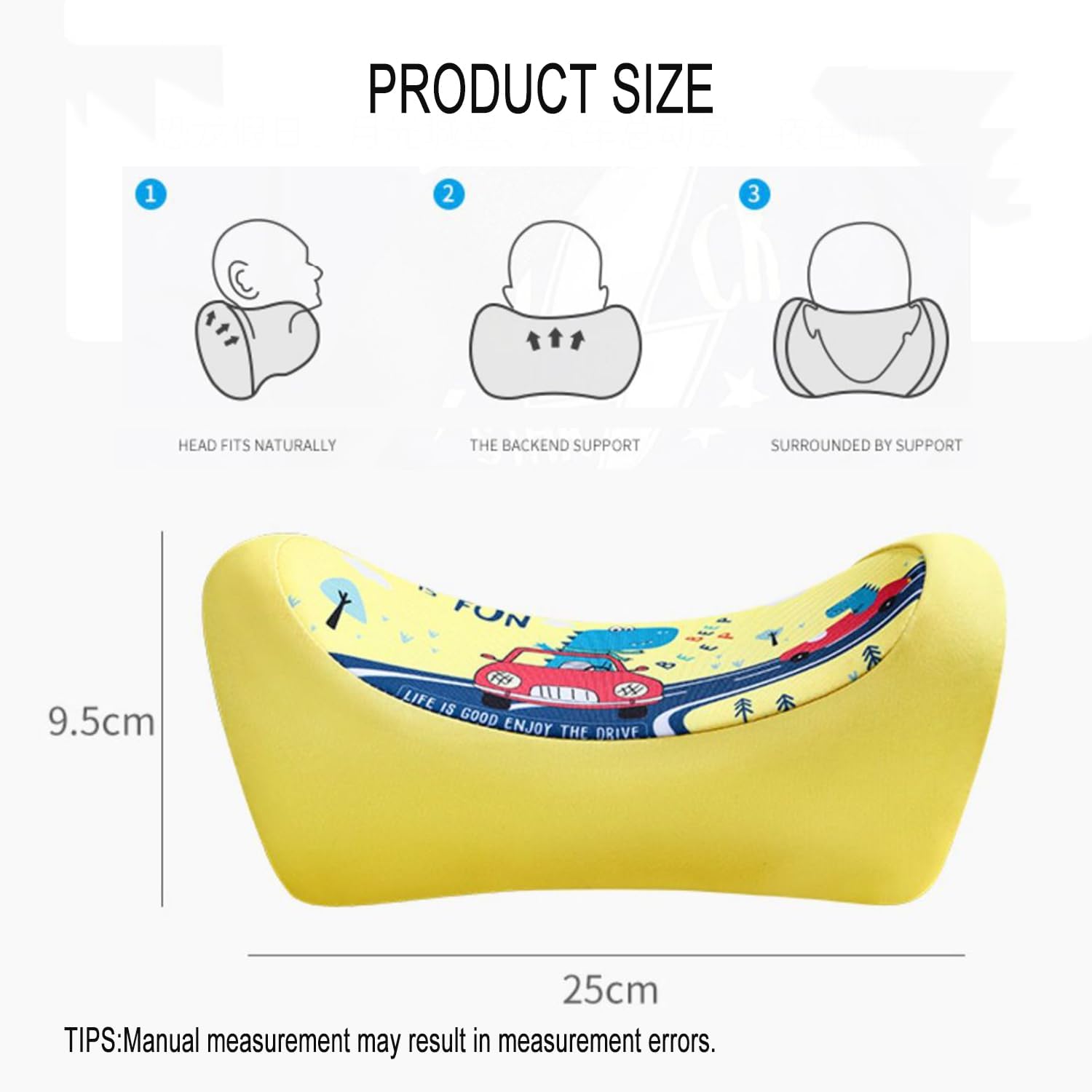 Kwaks Car Headrest Pillow - Adjustable Neck Support for Kids and Adults