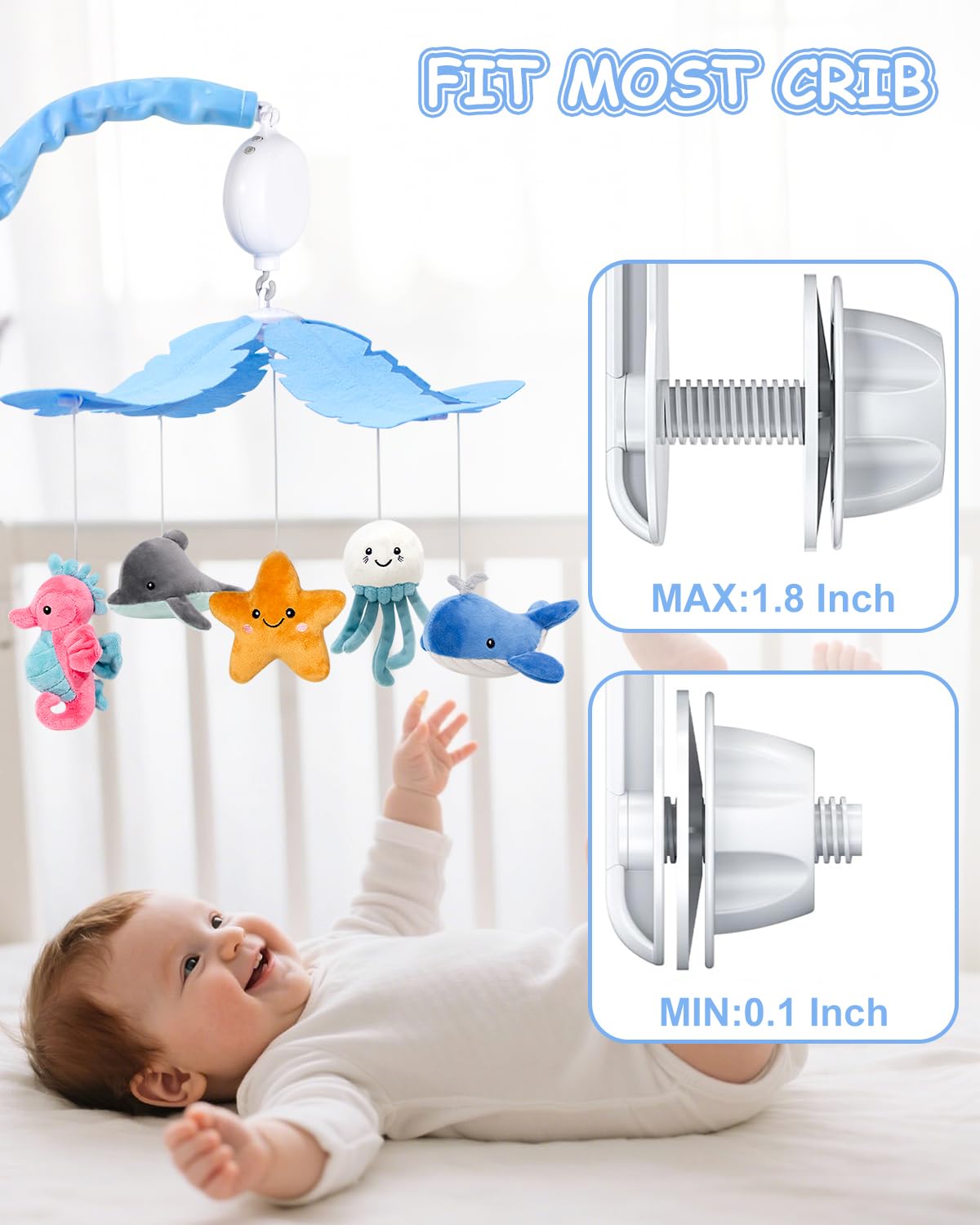 FEISIKE Baby Crib Mobile with 35 Lullabies and Ocean Theme