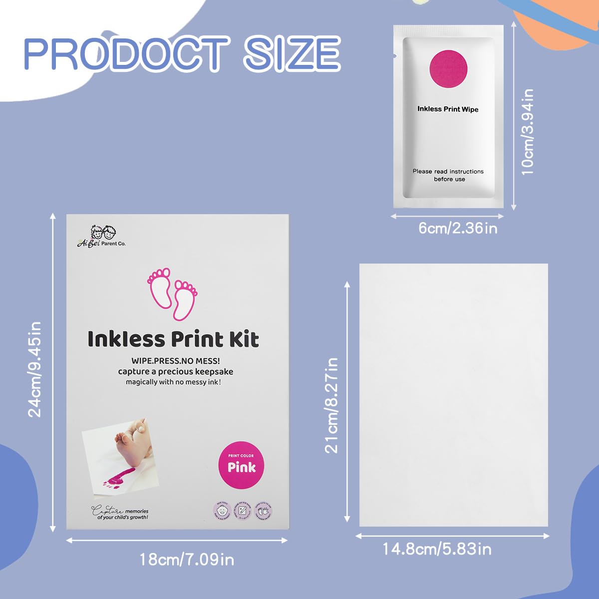 2 PCS Inkless Baby Handprint Footprint Kit for Newborn Milestones