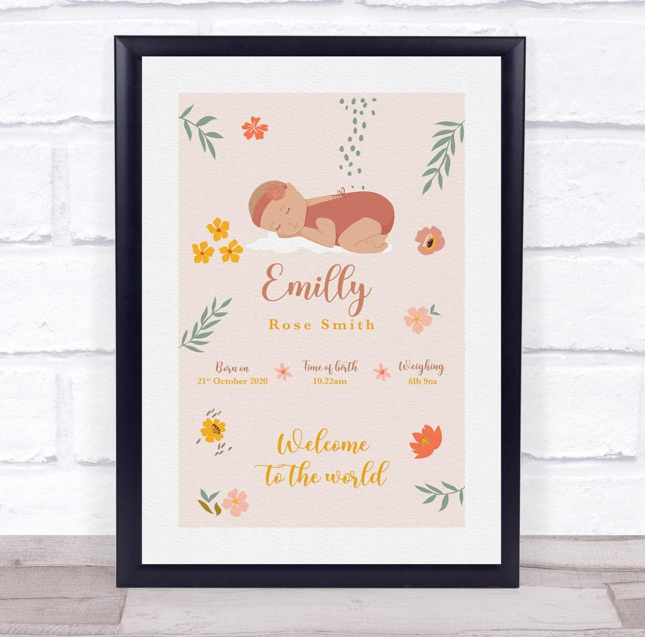 New Baby Birth Details Christening Keepsake Print Gift 1