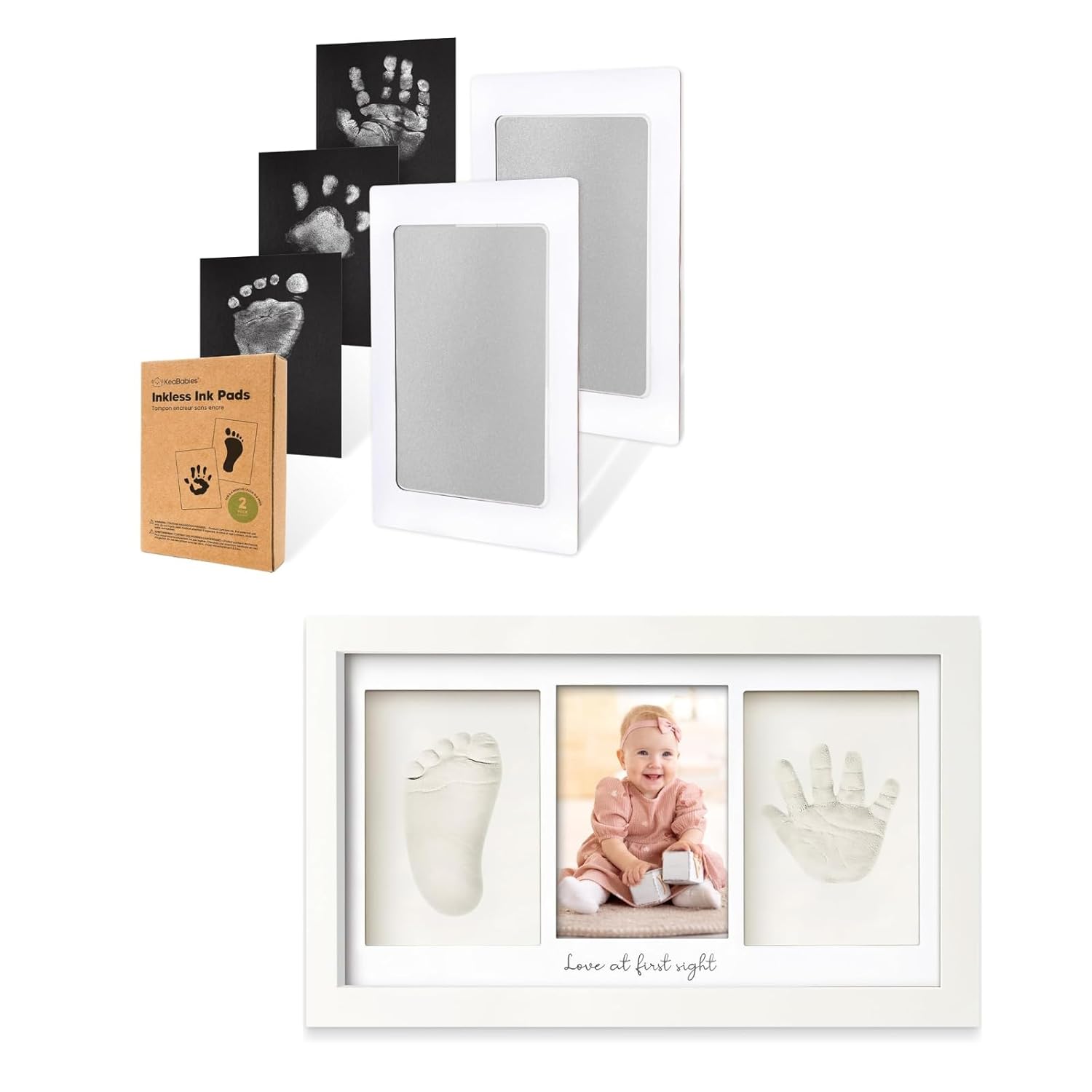 Keababies 2 Pack Inkless Hand Footprint Kit for Newborn
