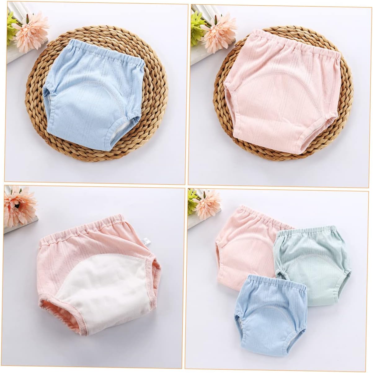 Baby Training Pants 2pcs Comfortable Cotton Material Easy to Wear