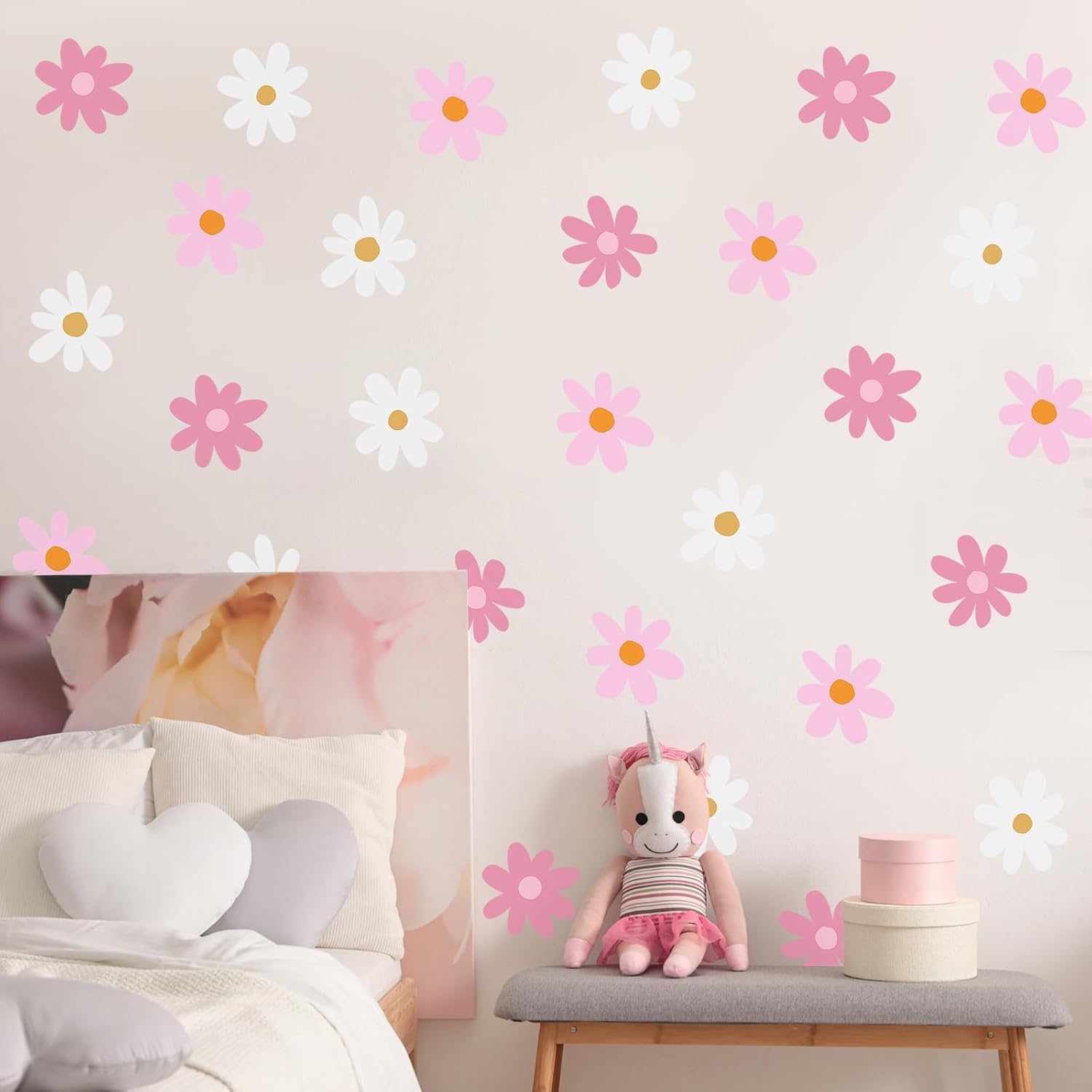 BBTO Daisy Wall Decal Stickers for Kids Room