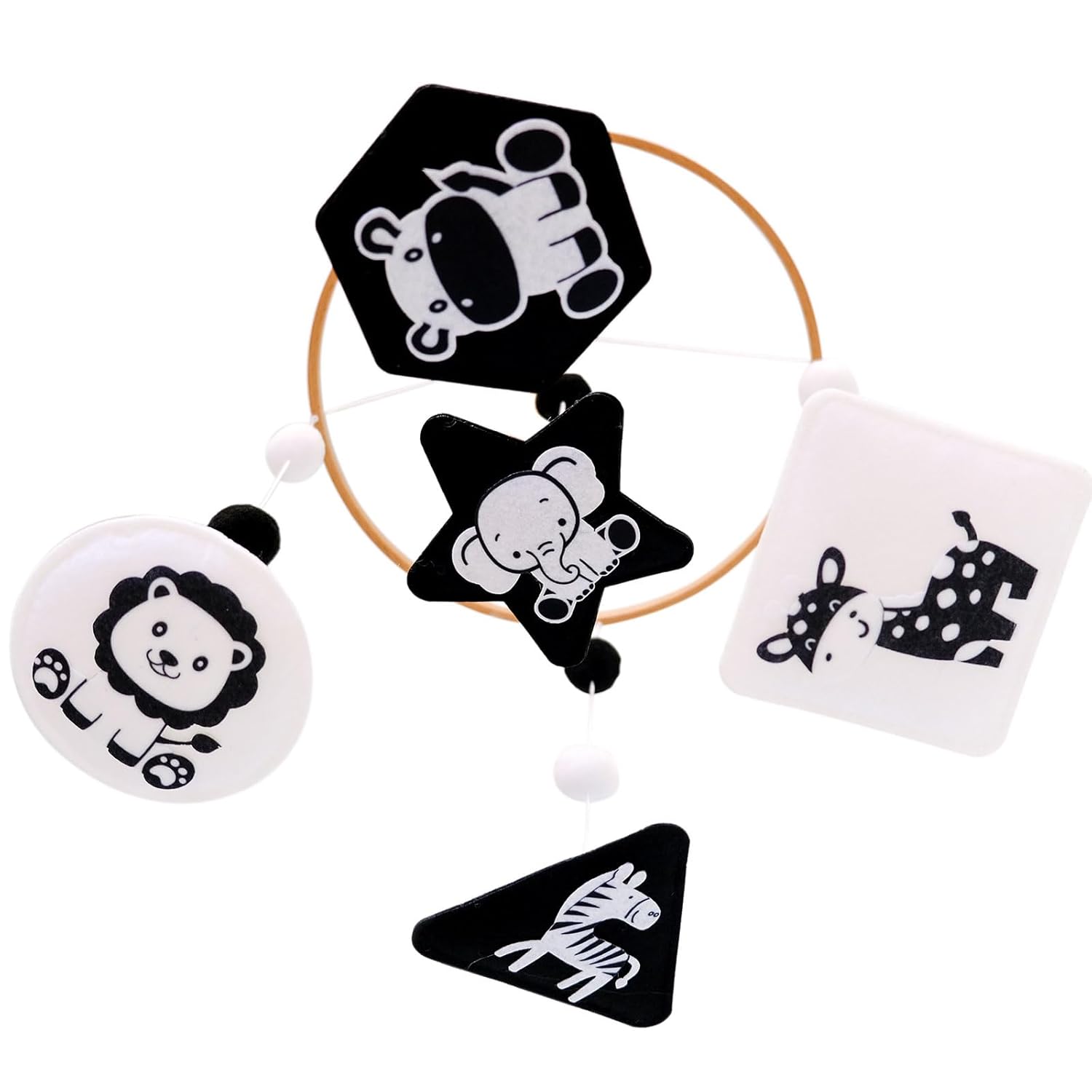 Vlokup Montessori Black White Crib Mobile with Safari Animals