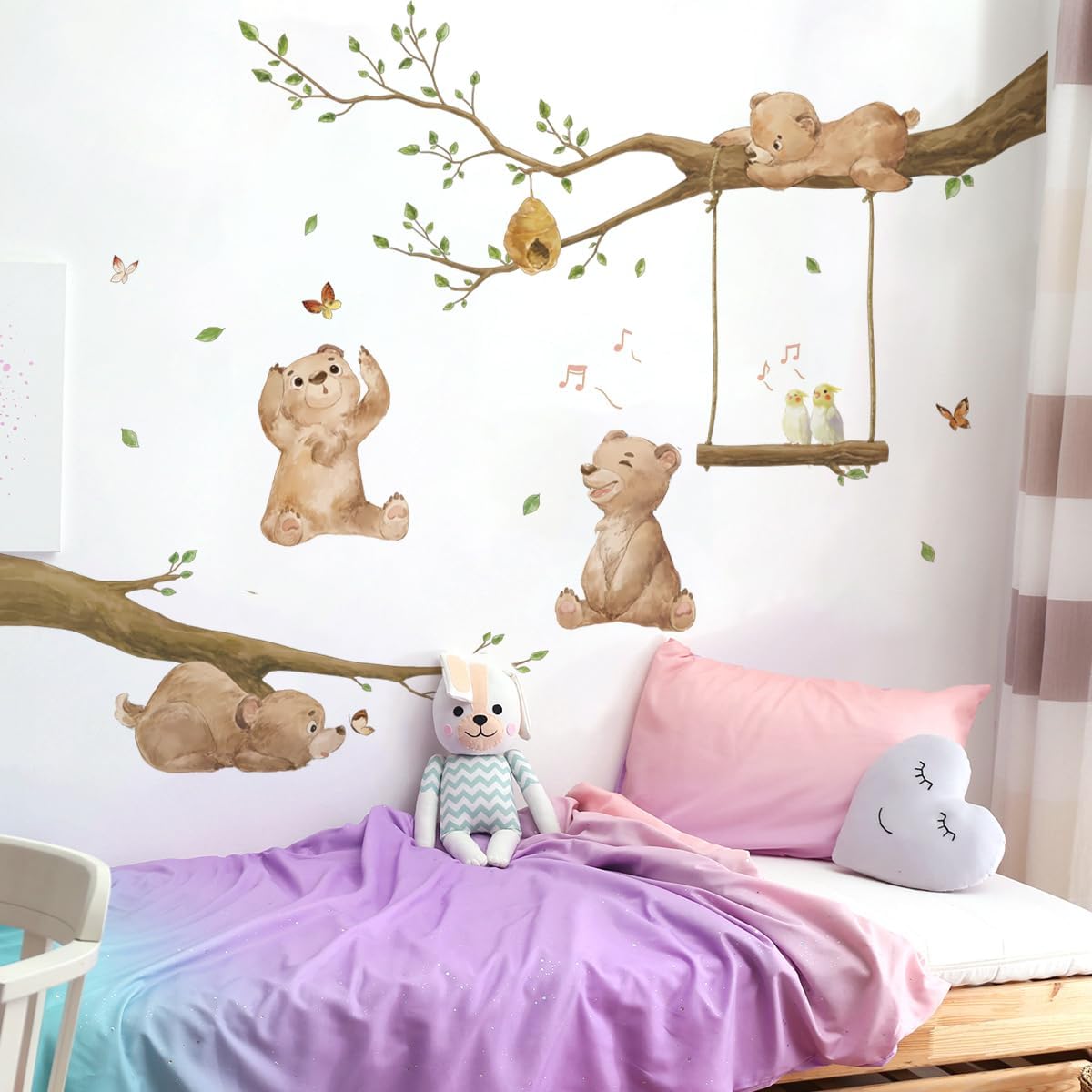 Runtoo Bear Wall Stickers for Kids Bedroom Nursery Decor