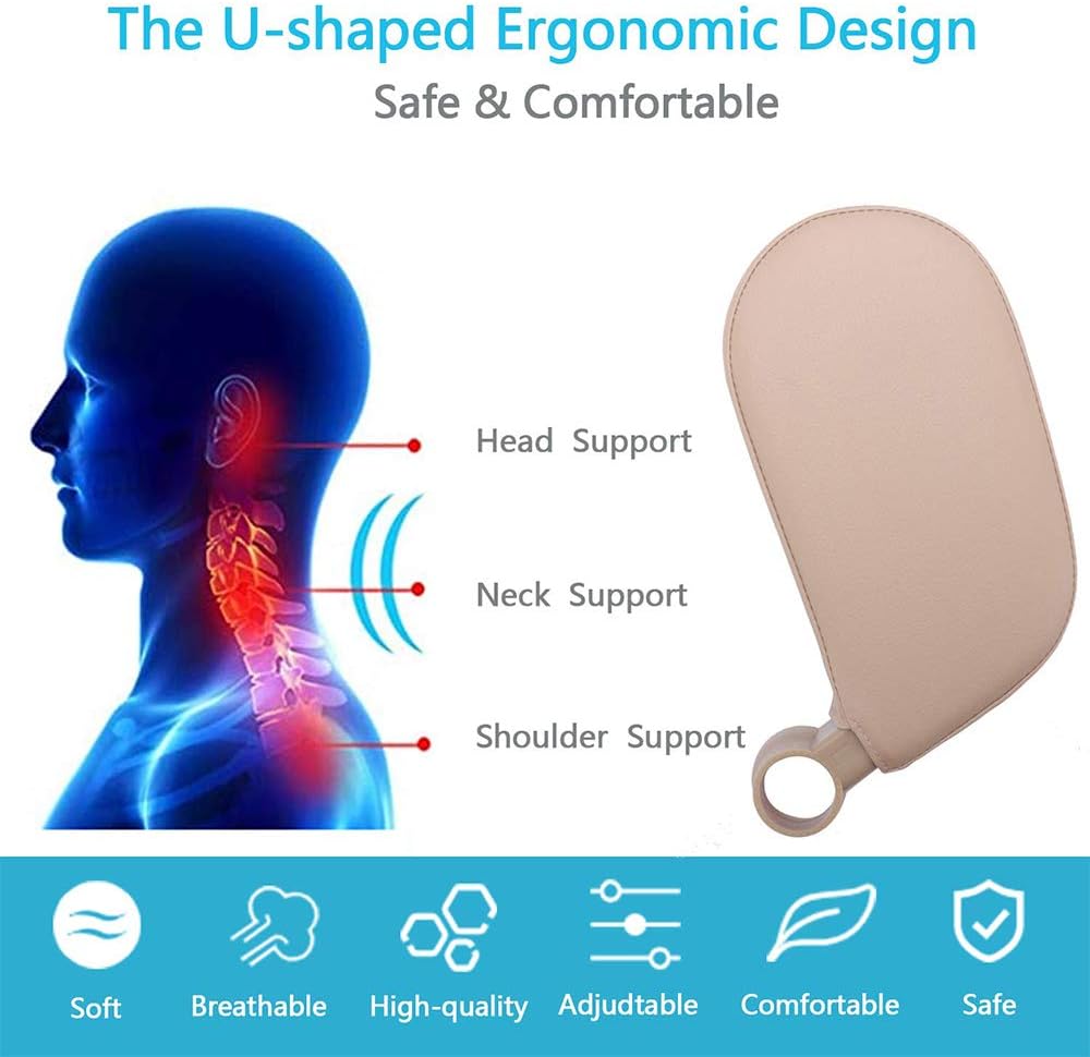 JSKRL Car Headrest Pillow 360 Adjustable PU Leather Head Neck Support for Kids Adults Travel Sleeping