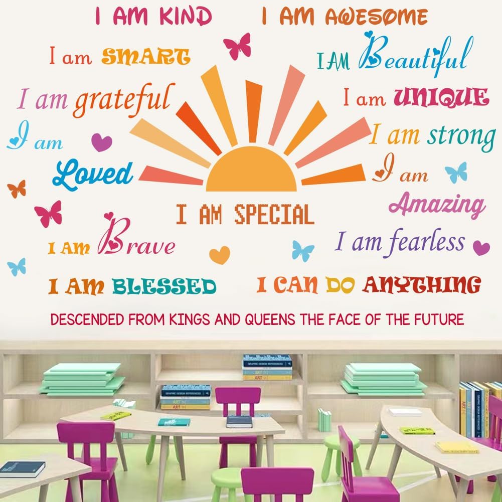 Inspirational Quotes Half Sun Peel and Stick Wall Decals for Baby Nursery Decor