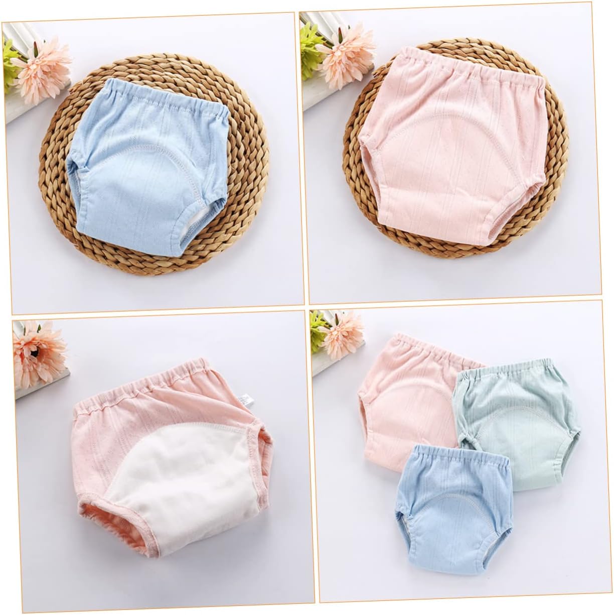 2Pcs Toddler Potty Training Underwear Reusable Cotton Diapers for Boys Girls