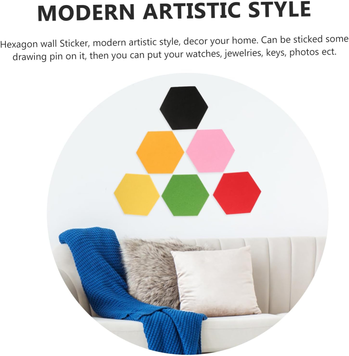 Healifty 12pcs Hexagon Felt Wall Stickers for Classroom and Home Decor