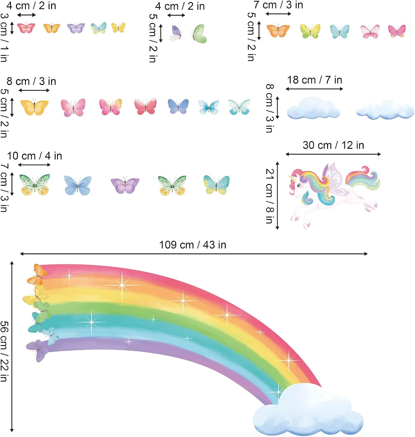 decalmile Rainbow Wall Decals for Girls Bedroom