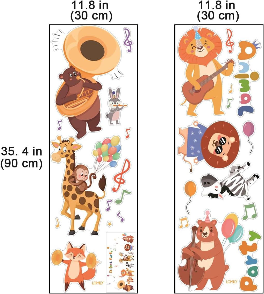 Kids Playroom Animals Wall Decals Large Colorful Wall Stickers for Nursery Daycare