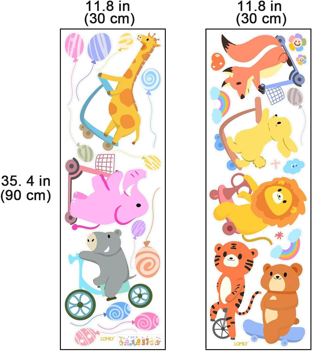 Colorful Animal Wall Decals for Playrooms and Nurseries