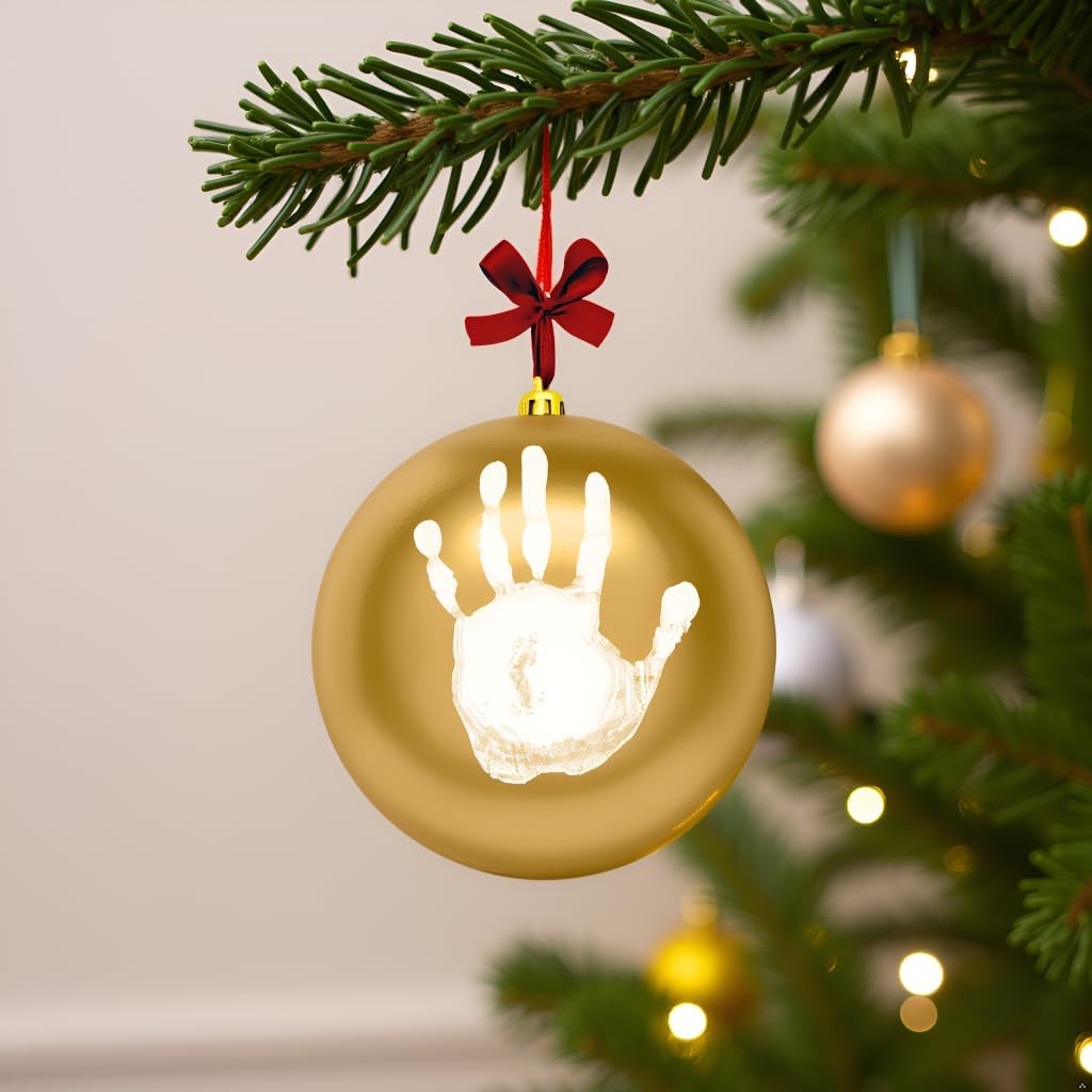 Tiny Ideas Christmas Baby Print Ball Ornament with Paint