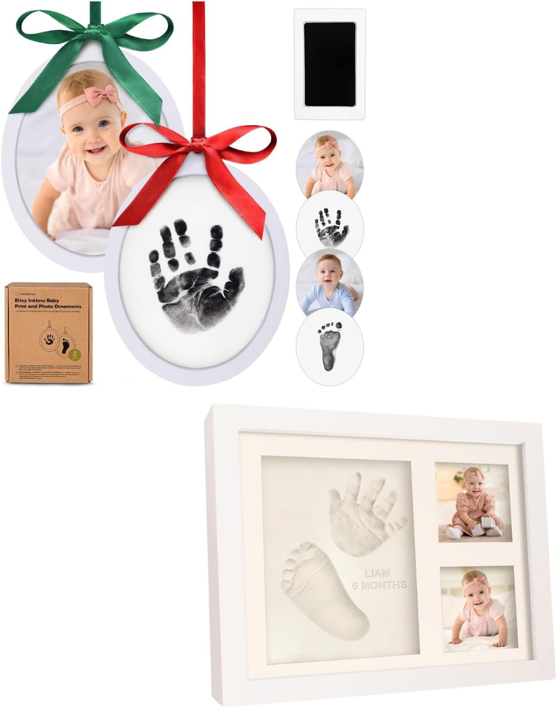 KeaBabies Inkless Baby Hand Footprint Ornament Kit 1