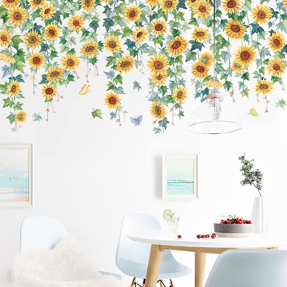 Runtoo Sunflower Wall Stickers for Bedroom and Kids Room