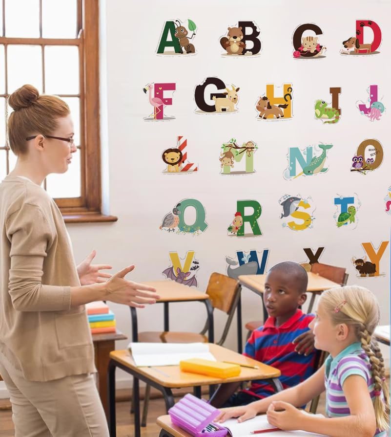 DEKOSH Animal Alphabet Wall Decals for Kids