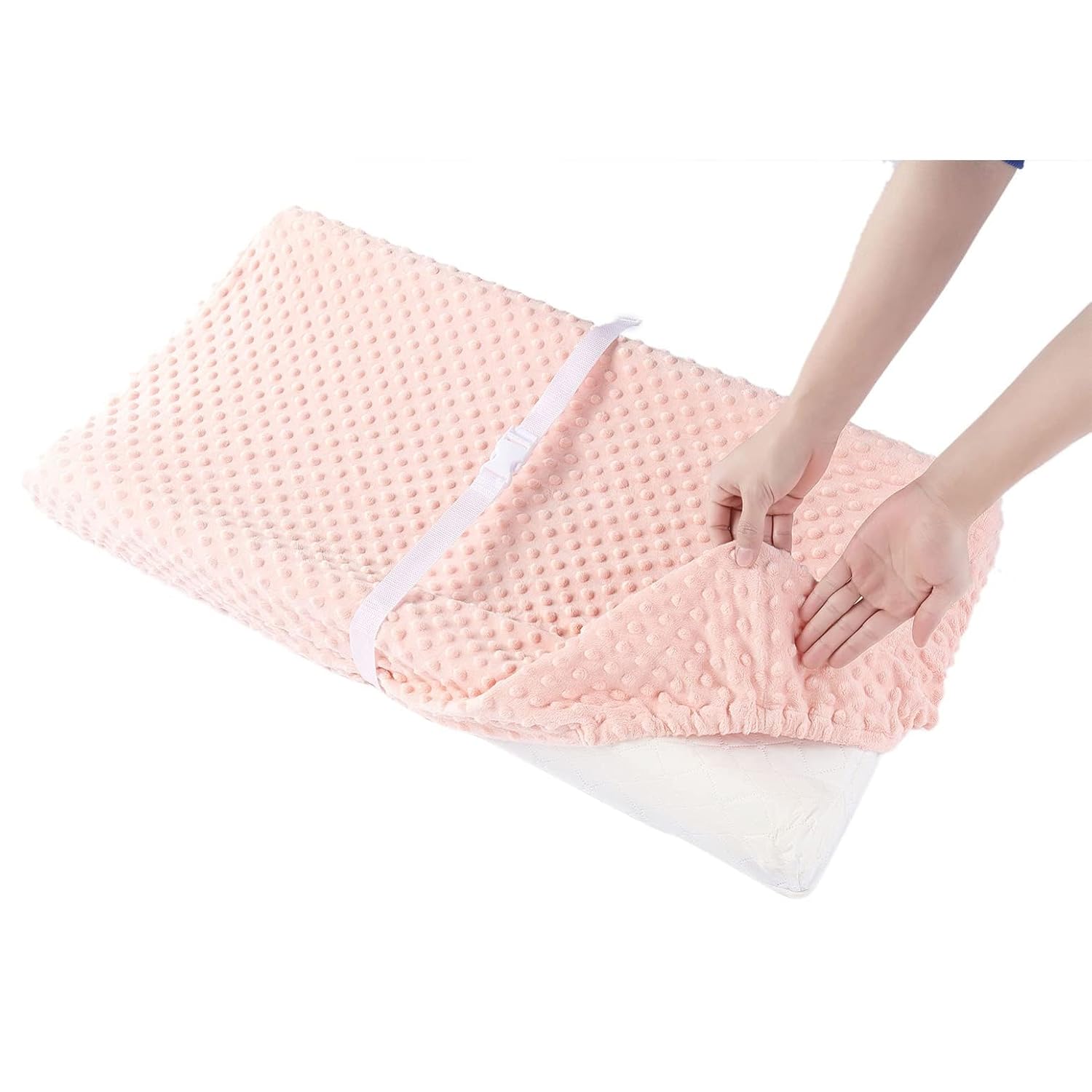 2 Pack Dots Plush Changing Table Cover
