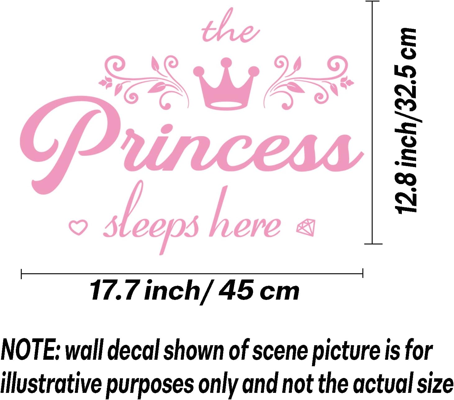 Crown Diamond Princess Sleep Here Wall Decal Sticker