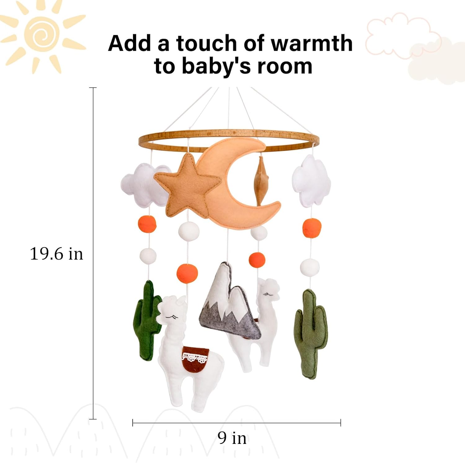 Llama Baby Crib Mobile Desert Theme