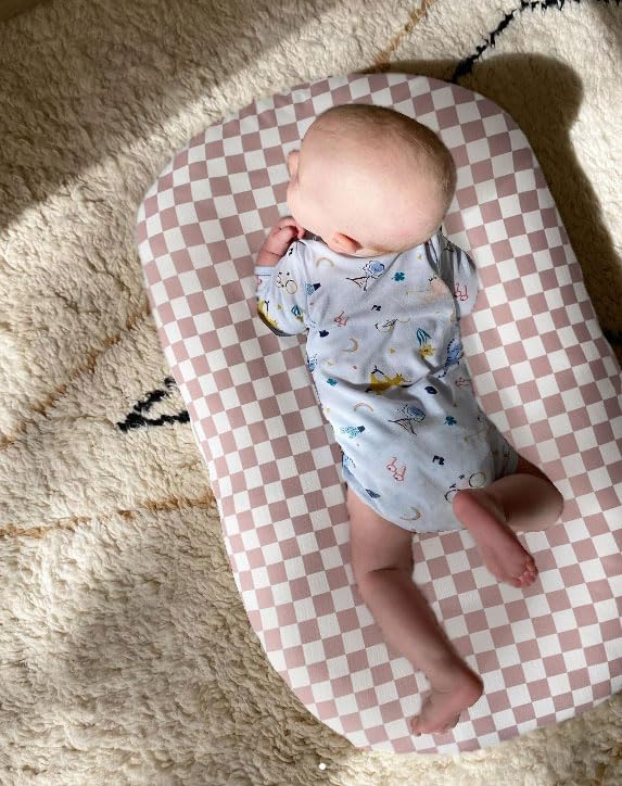Little Jump Cotton Baby Lounger Covers 2 Pack Coffee Checkered