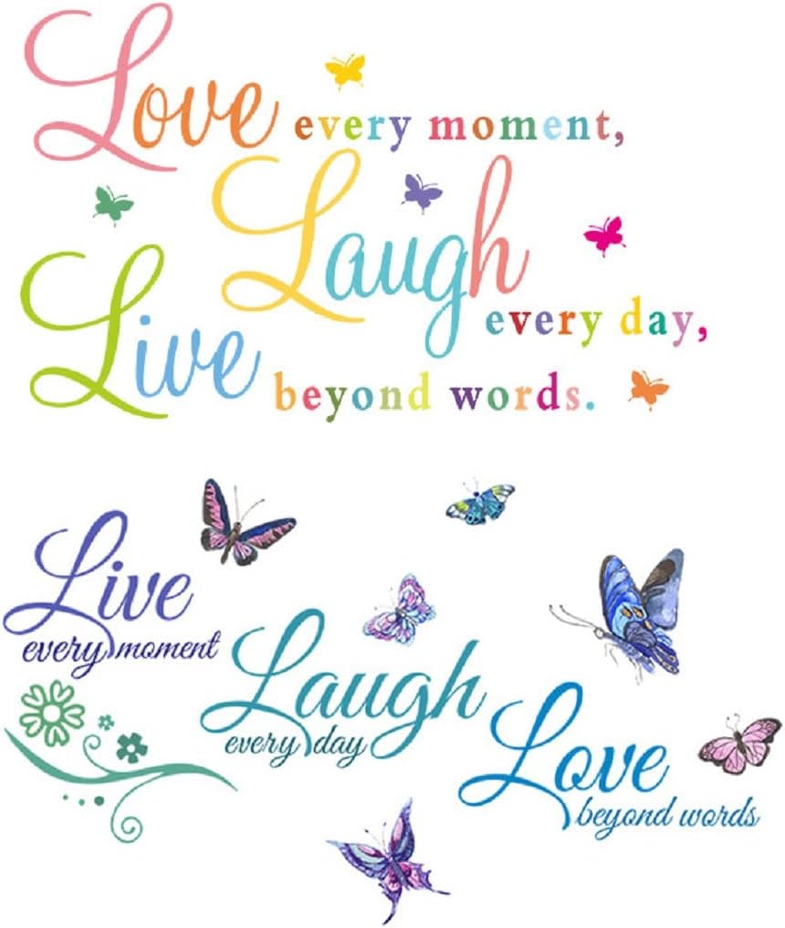 Live Laugh Love Wall Decals Butterfly Motivational Quotes