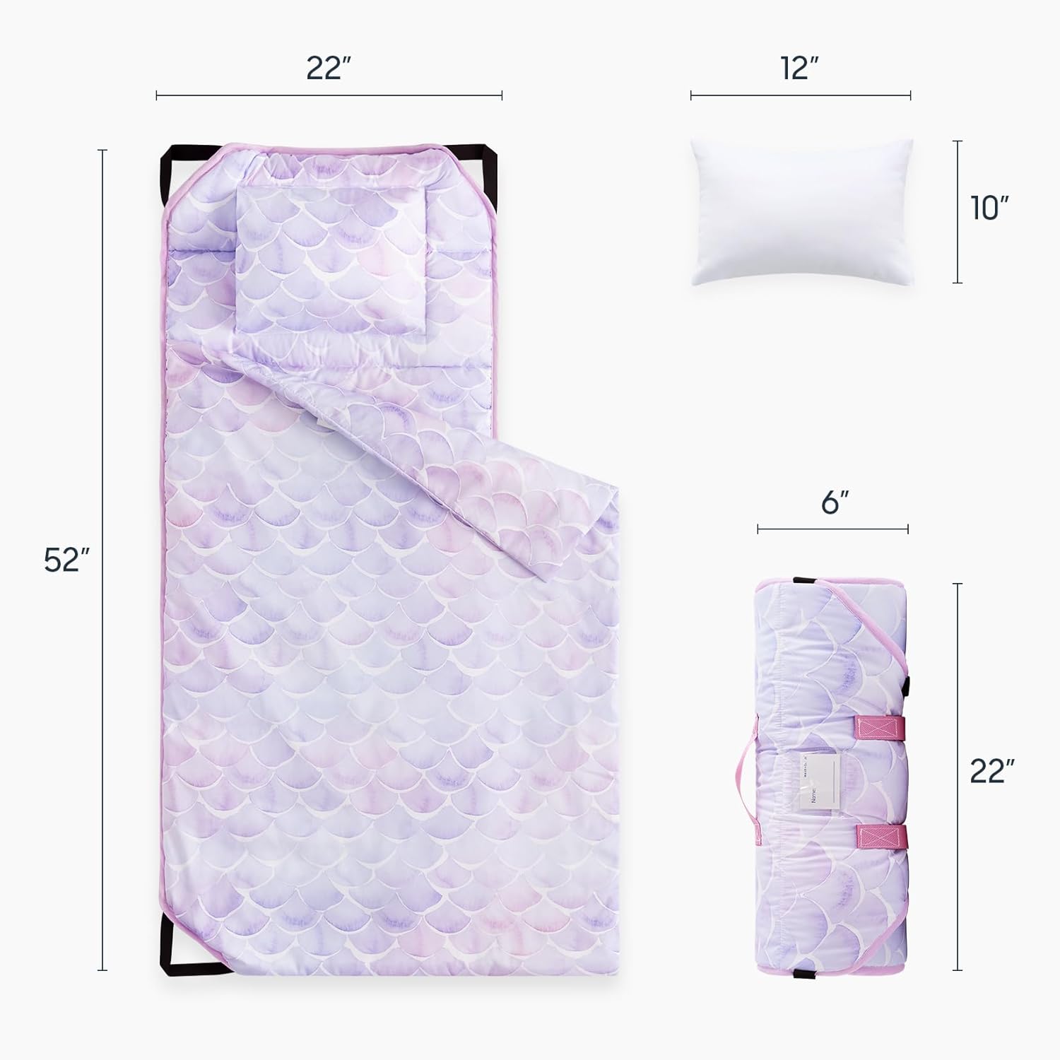 Wake In Cloud Cot Nap Mat with Pillow and Blanket for Toddlers