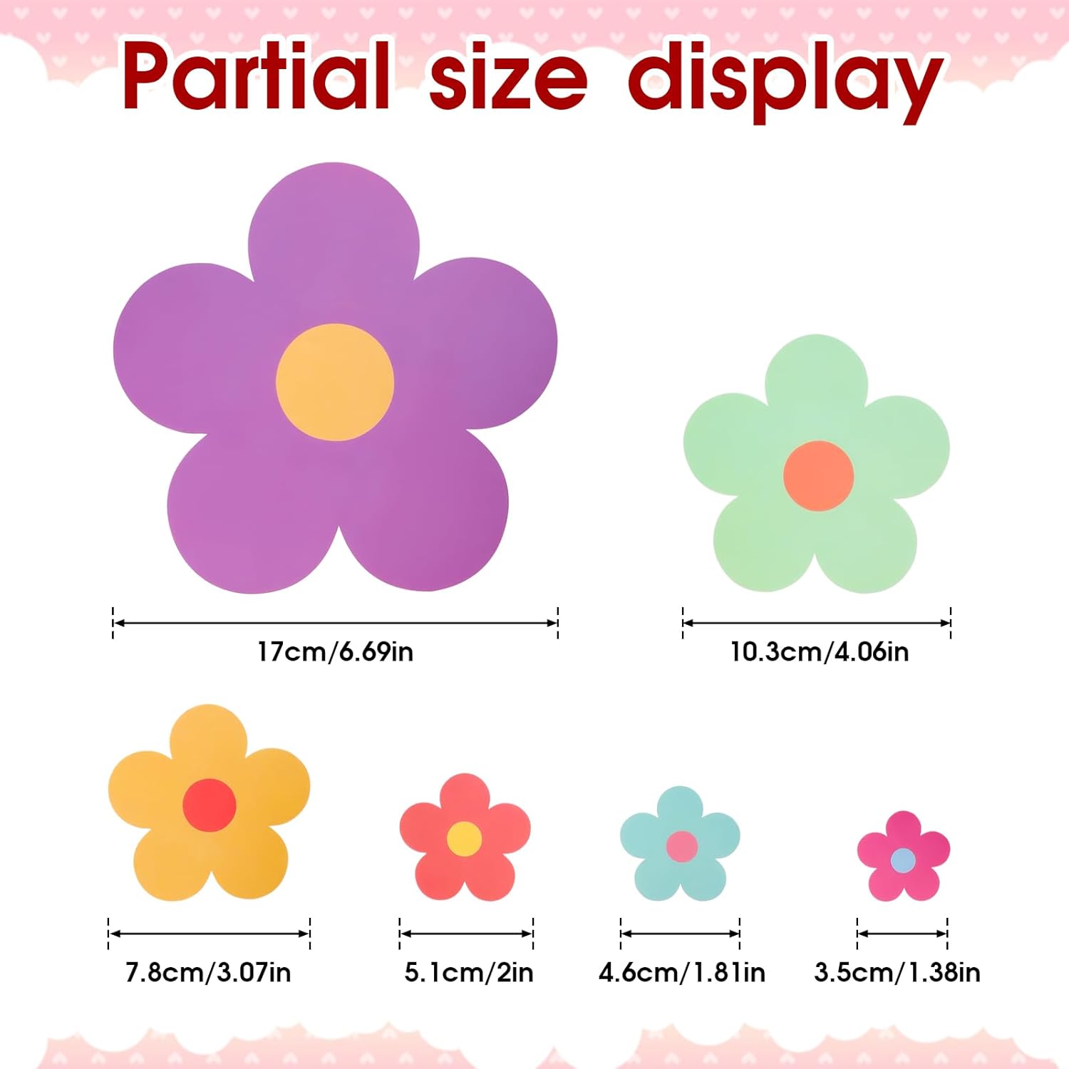 COMNICO 63pcs Colorful Y2K Floral Wall Stickers for Kids Bedroom Decor