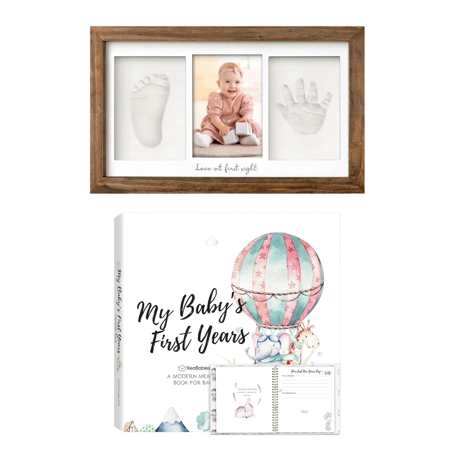 KeaBabies Baby Hand and Footprint Kit with First 5 Years Memory Book