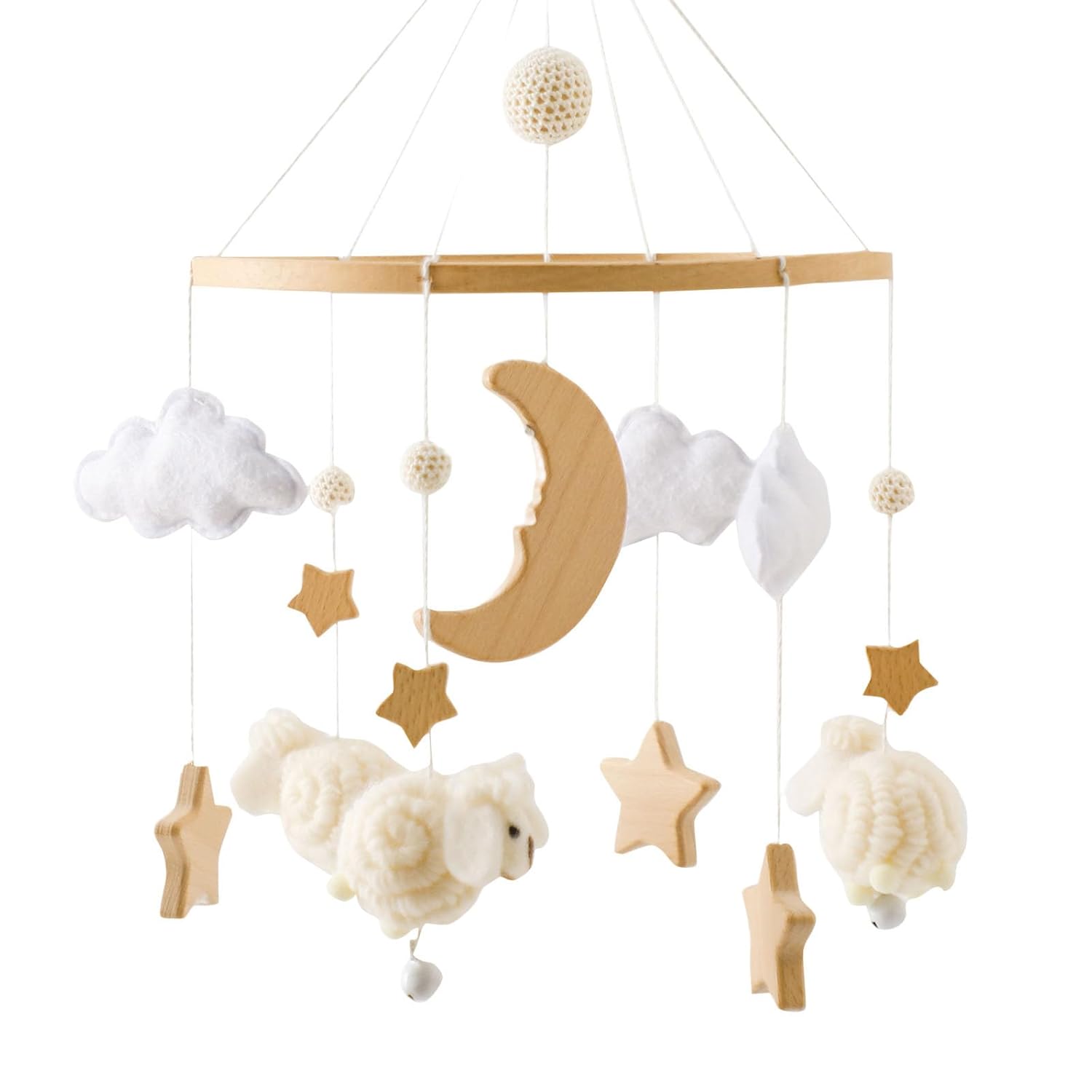 2025 Bohemian Style Baby Mobile with Clouds Moon Sheep