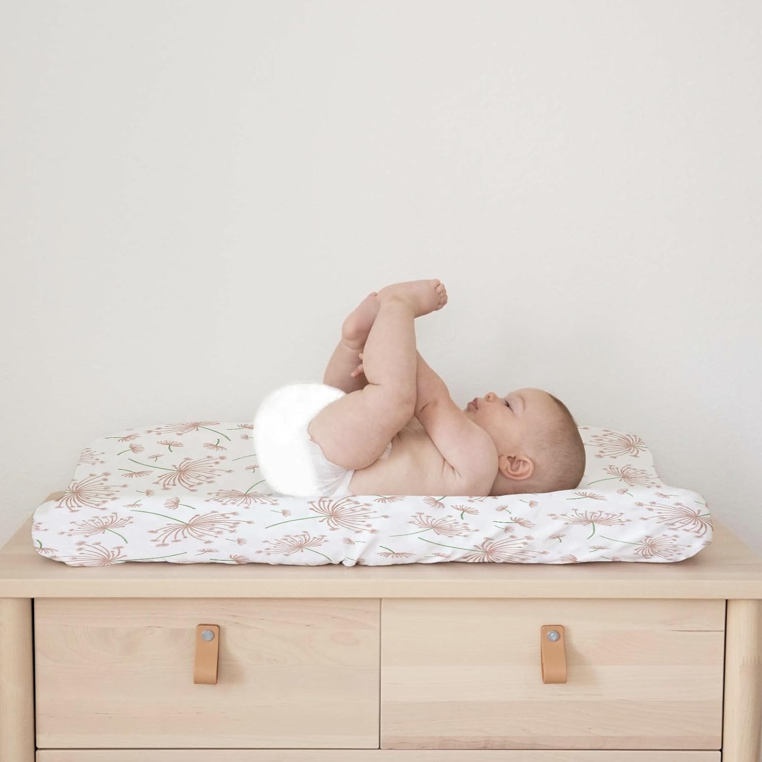 Boho Pink Floral Changing Pad Cover for Boy Girl