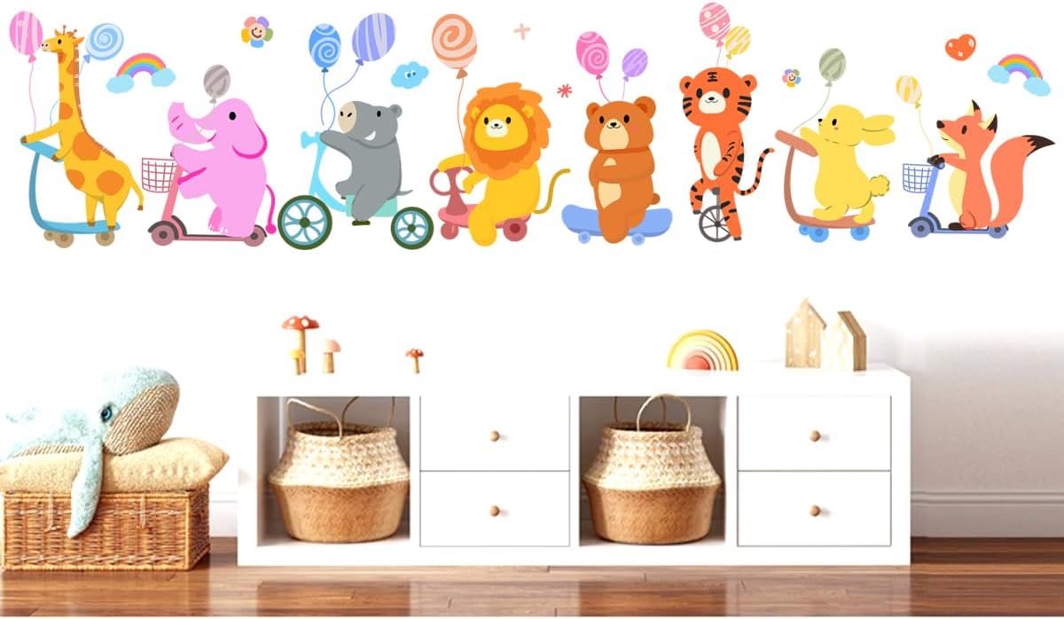 Colorful Animal Wall Decals for Playrooms and Nurseries